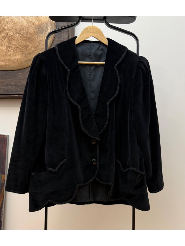 Vintage  Siyah Kadife  Oversize Ceket 
