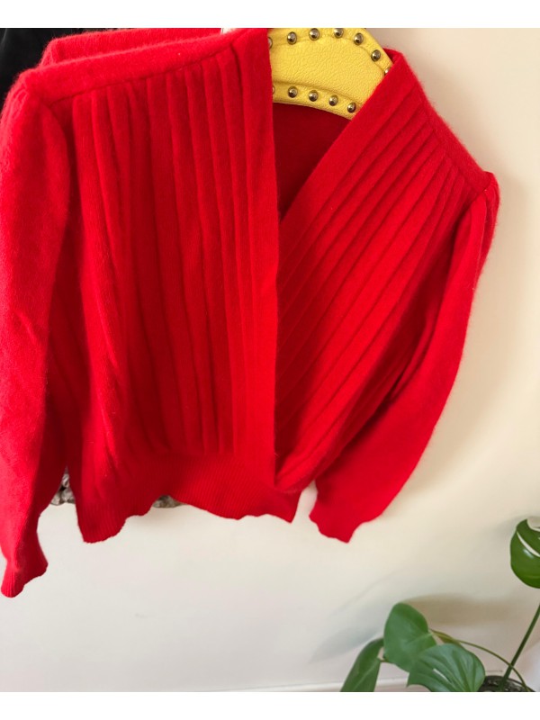 Vintage 80s Kırmızı Angora Kazak 