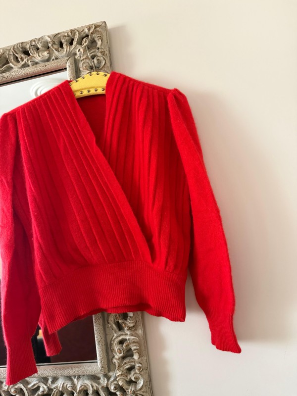 Vintage 80s Kırmızı Angora Kazak 