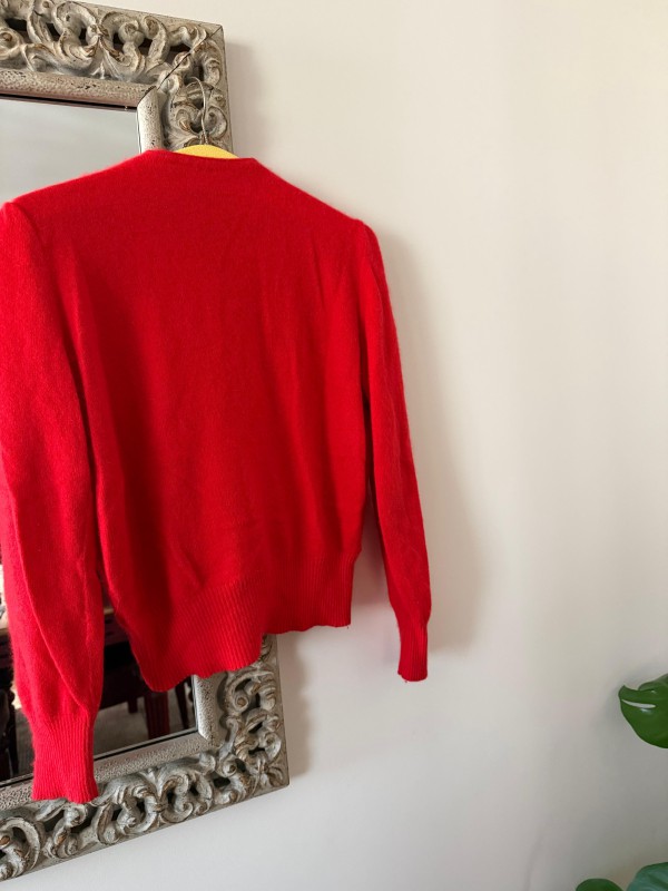 Vintage 80s Kırmızı Angora Kazak 