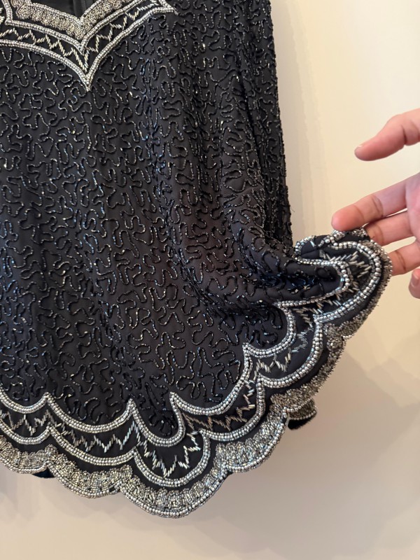 Vintage Full Boncuk İşlemeli Abiye Bluz 