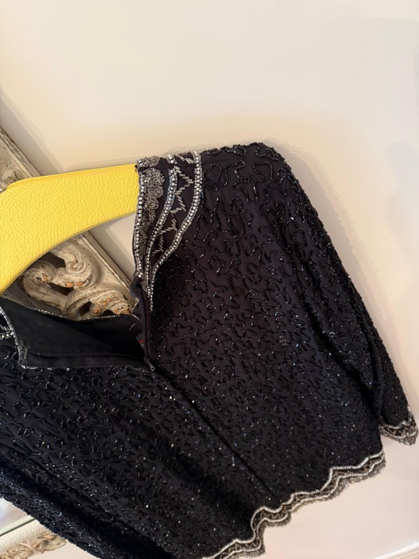 Vintage Full Boncuk İşlemeli Abiye Bluz 