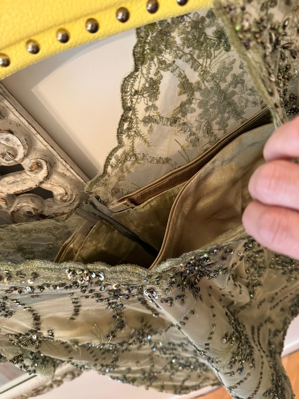 Vintage Yeşil Dantel Asimetrik Bluz