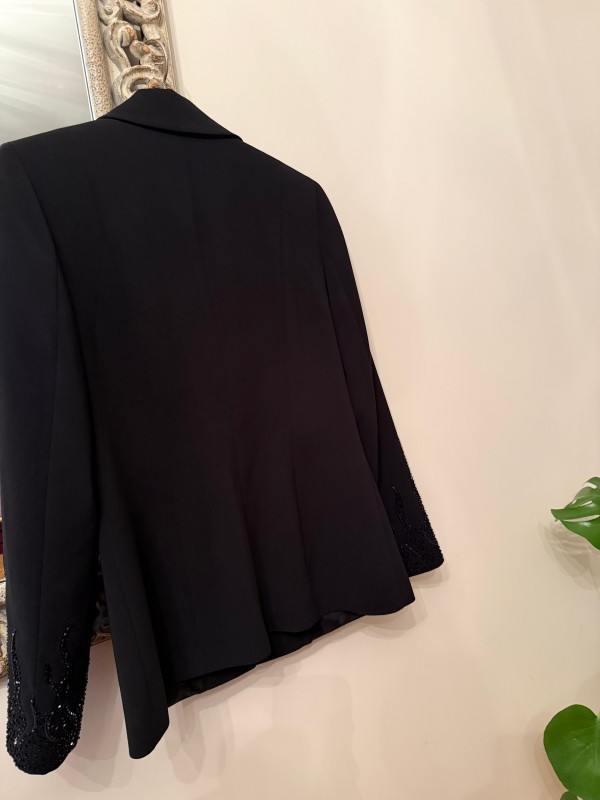 Vintage Siyah Boncuk İşlemeli Blazer