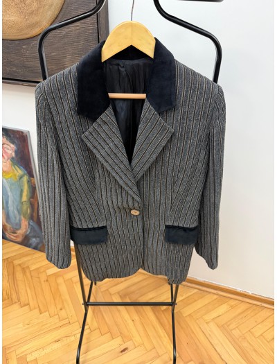 Vintage Gri Fitilli Kadife  Ceket 