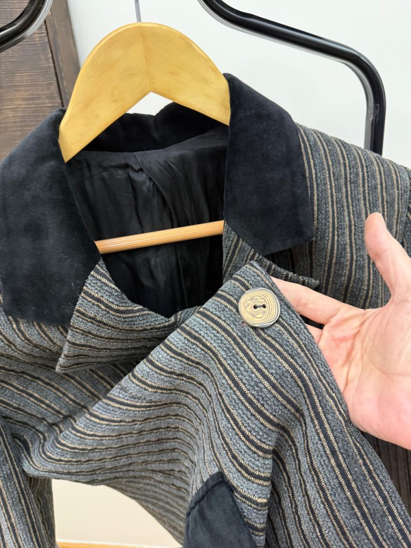 Vintage Gri Fitilli Kadife  Ceket 