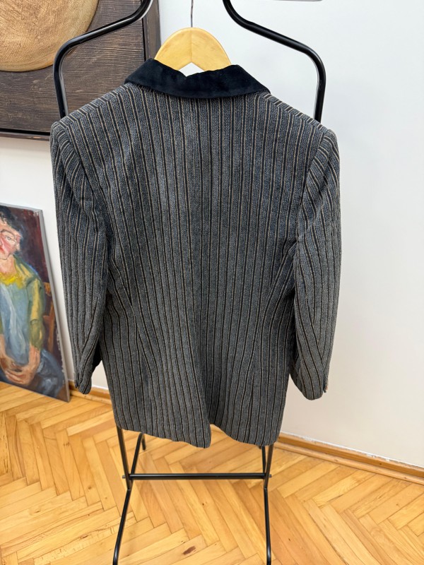 Vintage Gri Fitilli Kadife  Ceket 