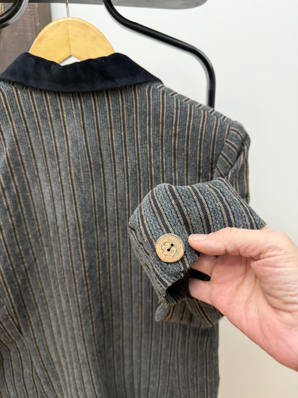 Vintage Gri Fitilli Kadife  Ceket 