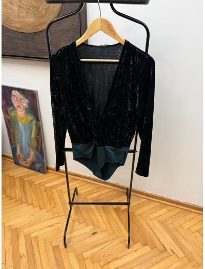 Vintage Yeşil Kadife Bodysuit