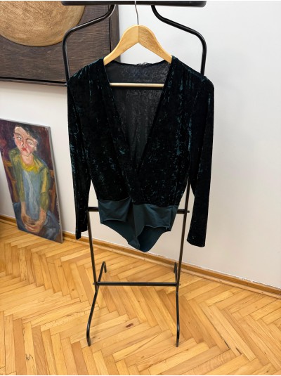 Vintage Yeşil Kadife Bodysuit
