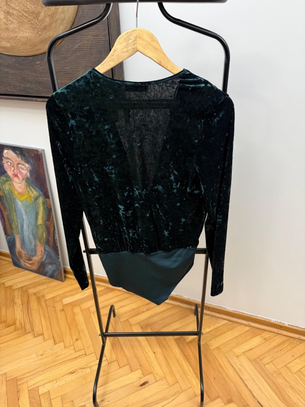 Vintage Yeşil Kadife Bodysuit