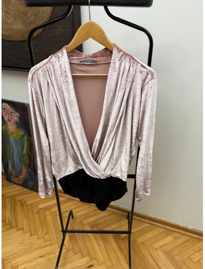 Vintage Pembe Kadife Bodysuit 
