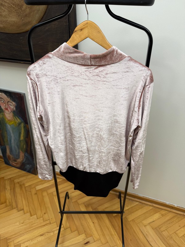Vintage Pembe Kadife Bodysuit 