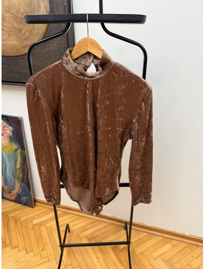 Vintage Vizon Kadife Bodysuit