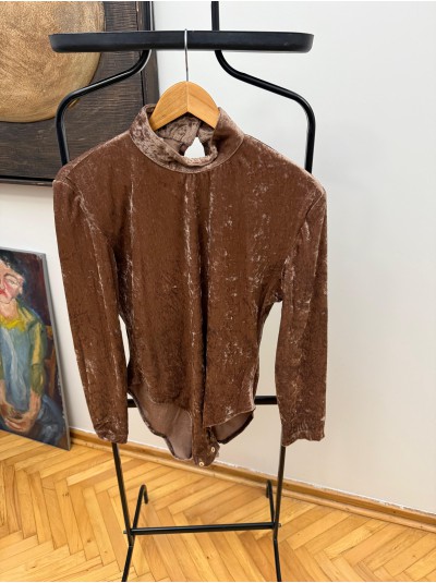 Vintage Vizon Kadife Bodysuit