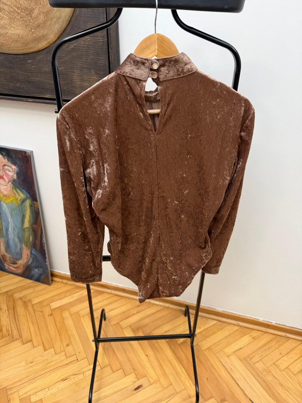 Vintage Vizon Kadife Bodysuit