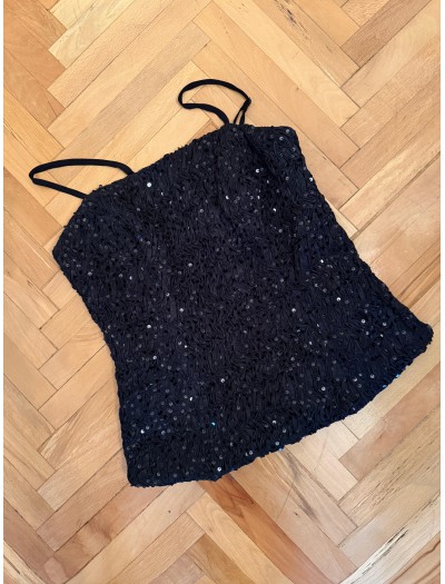 Vintage Siyah Full Pul İşlemeli Büstiyer 