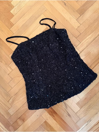 Vintage Siyah Full Pul İşlemeli Büstiyer 