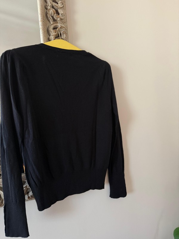 Vintage Siyah Kolları Düğmeli Hırka