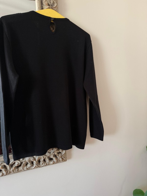 Vintage Siyah Tül Detaylı Kazak 