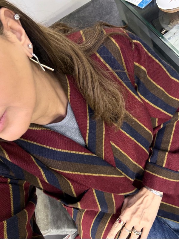 Vintage Made in Italy   Yün Bordo Çizgili Ceket/Kimono 