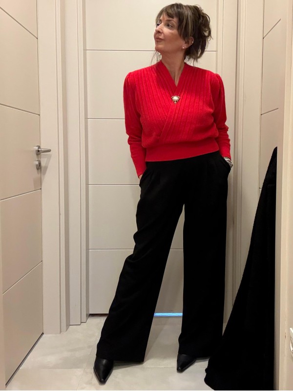 Vintage 80s Kırmızı Angora Kazak 