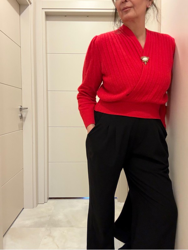 Vintage 80s Kırmızı Angora Kazak 