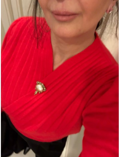 Vintage 80s Kırmızı Angora Kazak 