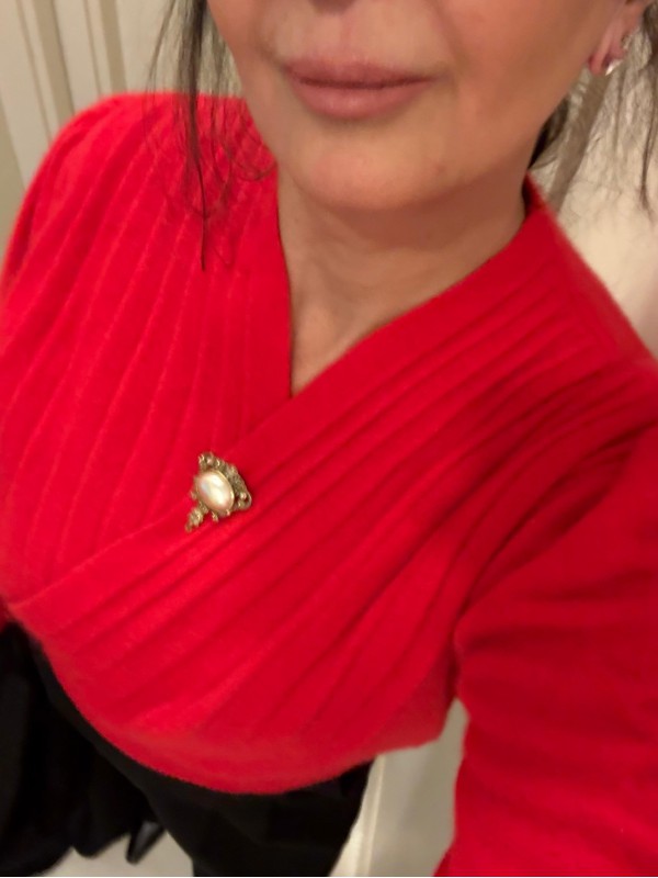 Vintage 80s Kırmızı Angora Kazak 