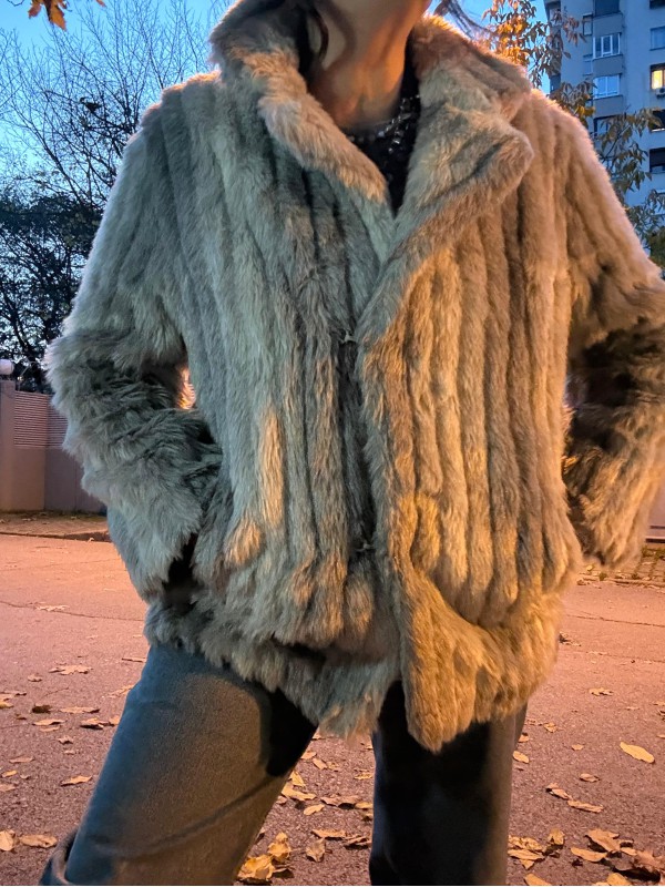 Premium Vintage  Made in UK Kısa Gri Peluş 