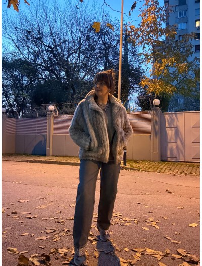 Premium Vintage  Made in UK Kısa Gri Peluş 