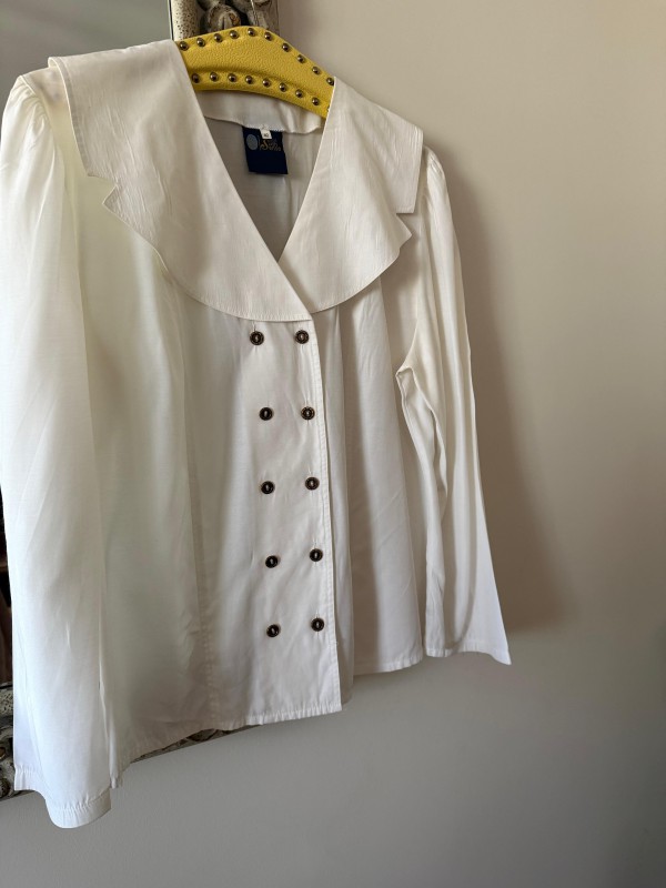 Vintage C&A Genis Yakalı  Beyaz Gömlek