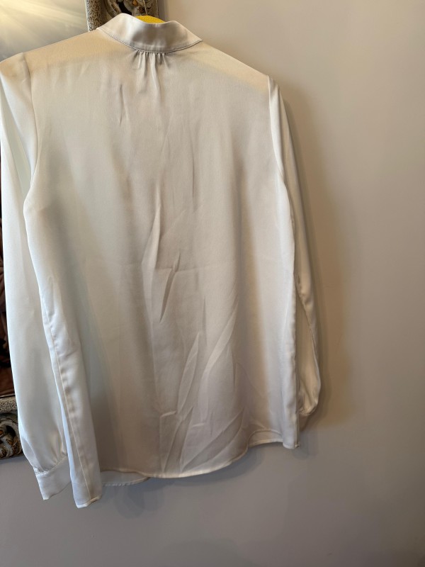 Vintage Tüzün Saten Beyaz Gömlek