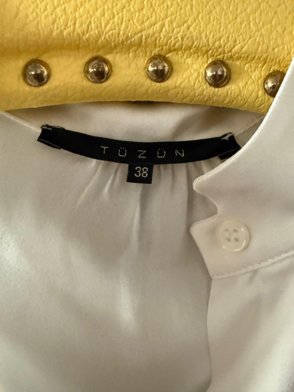 Vintage Tüzün Saten Beyaz Gömlek