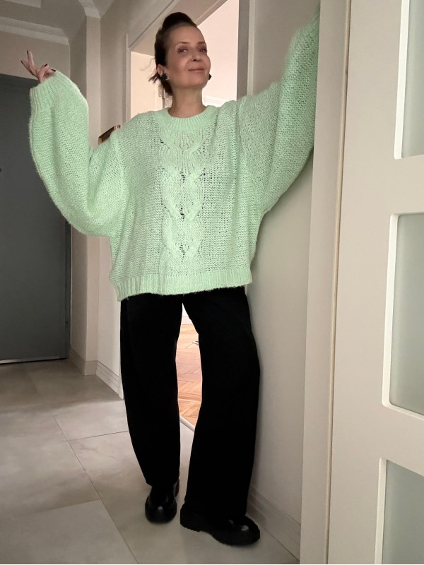 Vintage Oversize Mint Yeşili Kazak 