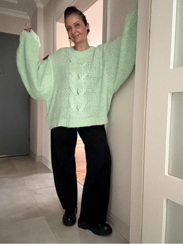 Vintage Oversize Mint Yeşili Kazak 