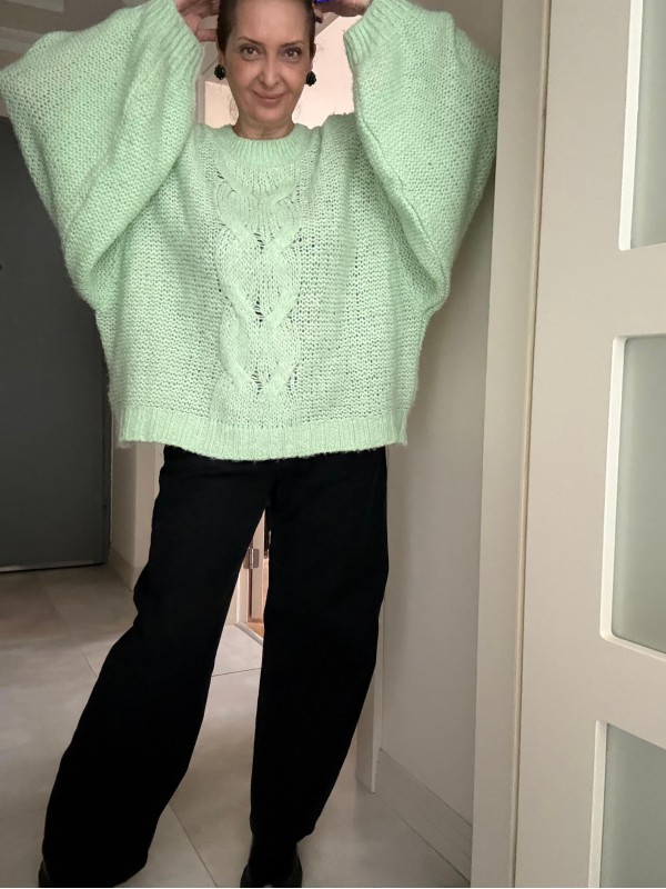 Vintage Oversize Mint Yeşili Kazak 