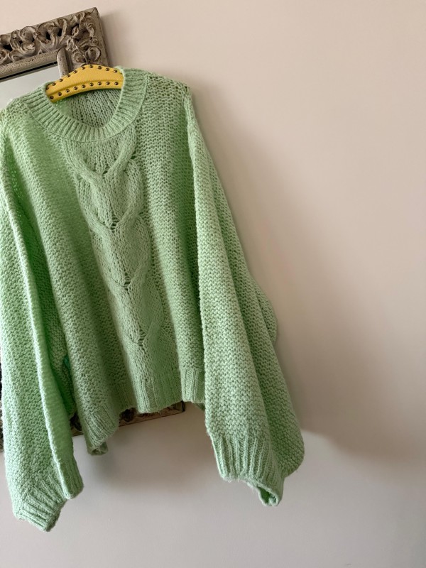 Vintage Oversize Mint Yeşili Kazak 
