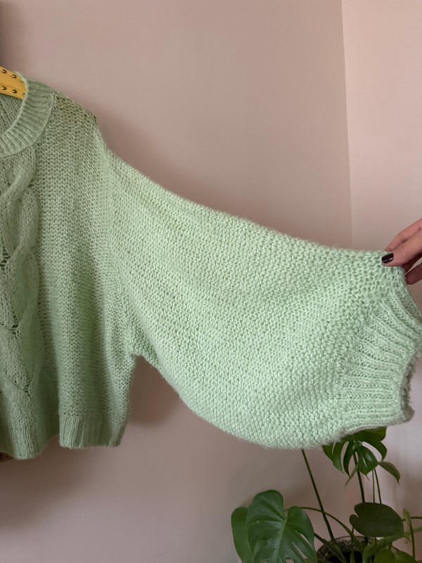 Vintage Oversize Mint Yeşili Kazak 