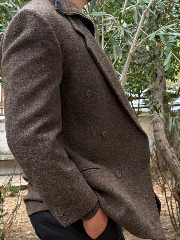 Vintage Balıksırtı Kruvaze Blazer