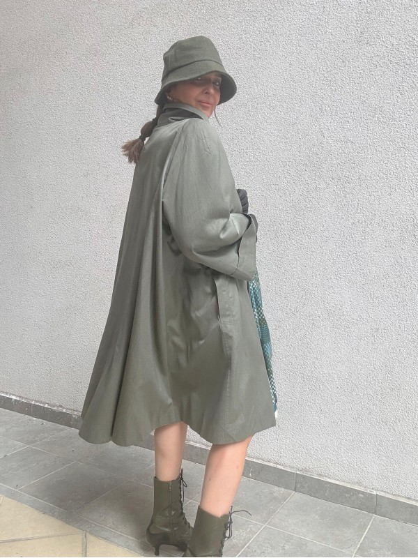 Vintage Made in Italy Haki Trençkot 