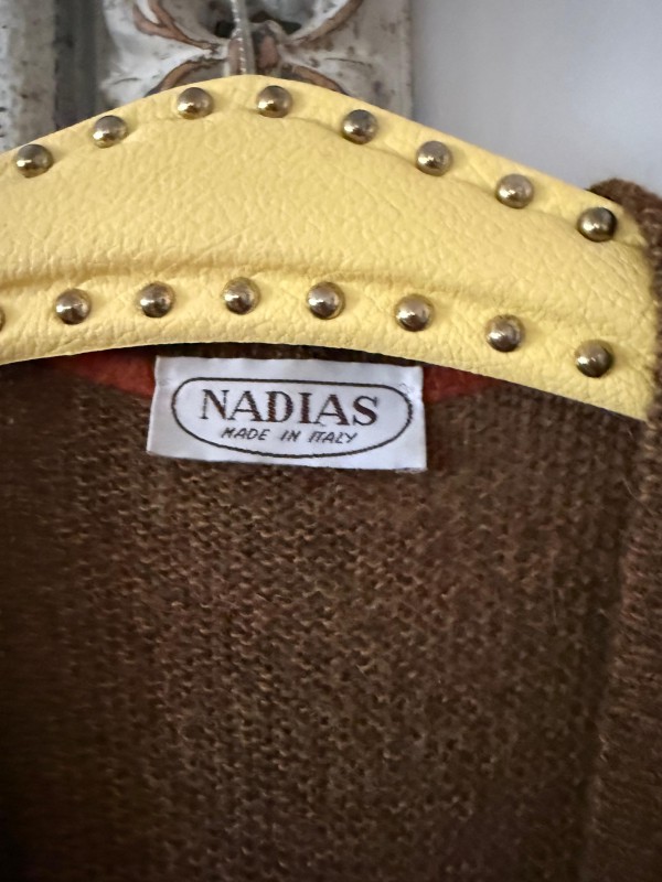 Vintage Made in Italy Süet Detaylı Angora Hırka