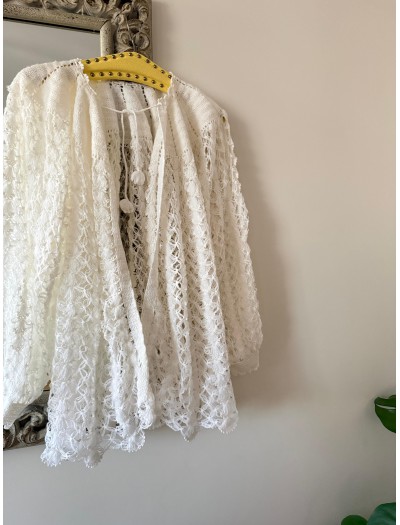 Vintage 70s Beyaz  Lizöz / Hırka 