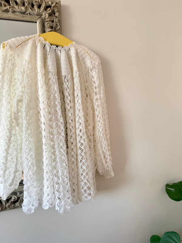 Vintage 70s Beyaz  Lizöz / Hırka 