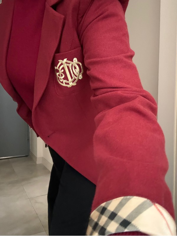 Vintage Bordo Ekose Detaylı Blazer 
