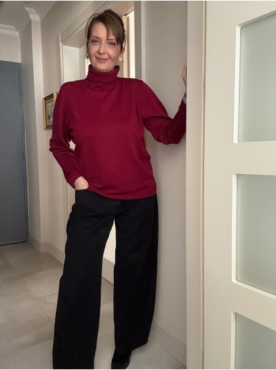 Vintage Bordo Boğazlı Kazak