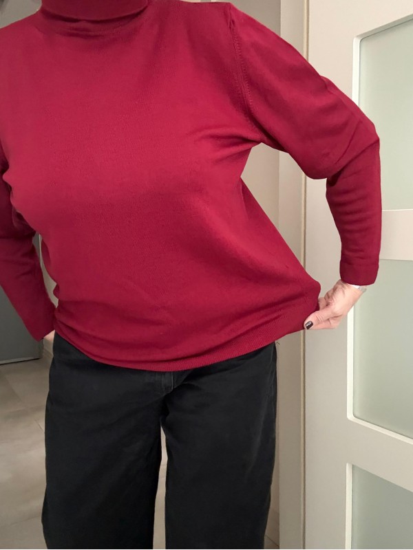 Vintage Bordo Boğazlı Kazak