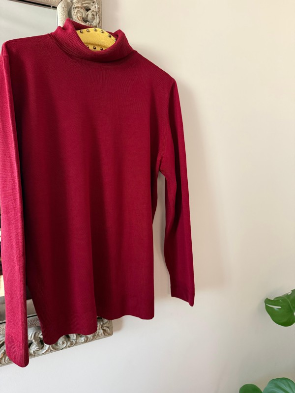 Vintage Bordo Boğazlı Kazak