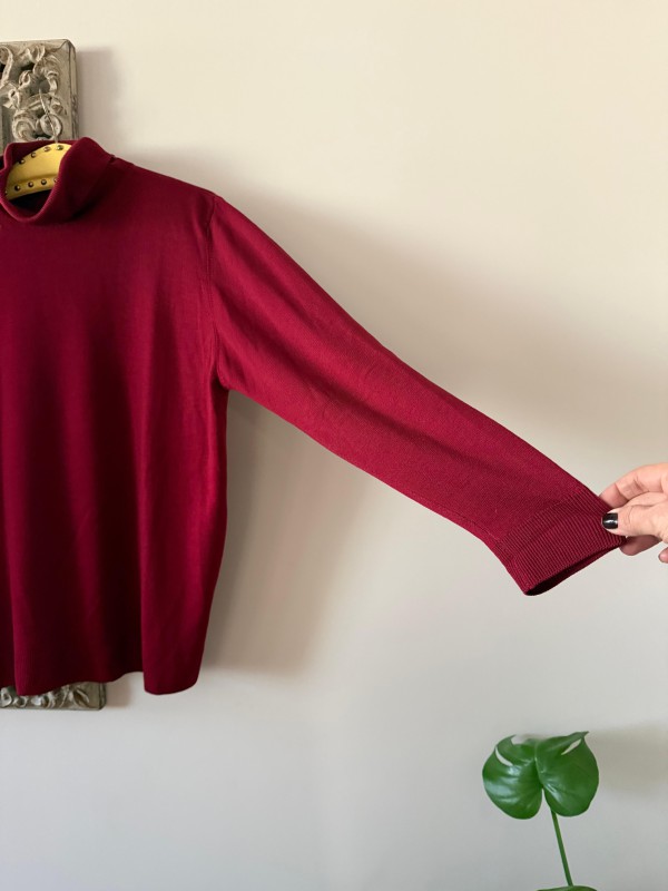 Vintage Bordo Boğazlı Kazak