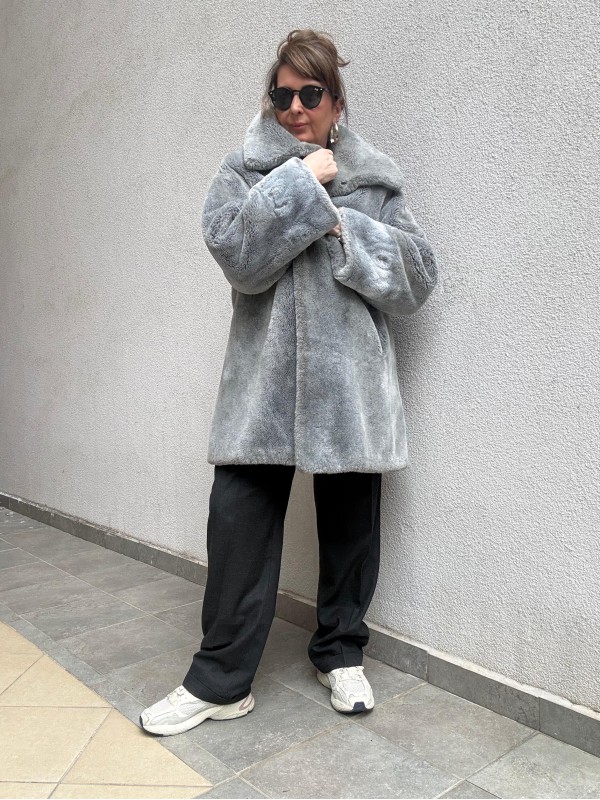 Premium Vintage Made in Germany Gri Peluş